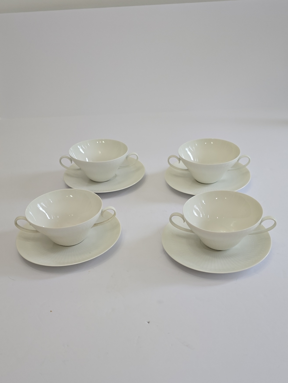 Vintage Rosenthal Set Of 4 Romanze Bowls Saucers Bjorn Wiinblad White Porcelain